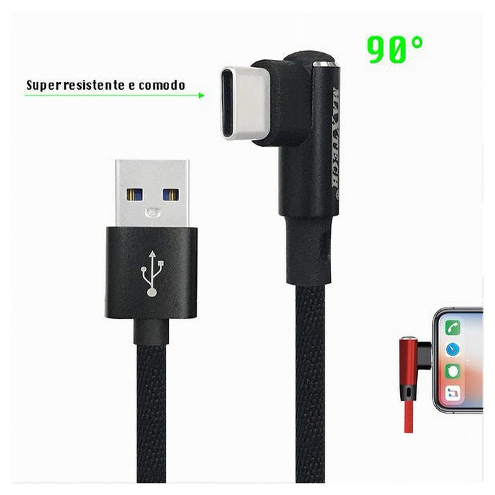Cavo Type-c 90° Usb 2.1a Ricarica Dati Compatibile Con Huawei 1mt Maxtech F-tc013         