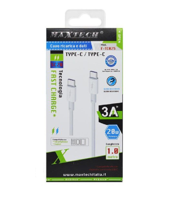 Cavo Type-c /type-c Ricarica Veloce 3a 1mt Trasferimento Dati Smartphone F-tc025         