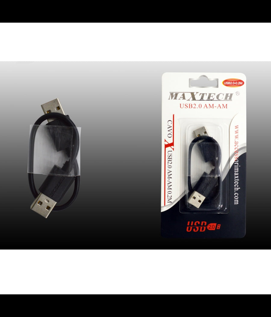 Cavo Usb 2.0 Maschio-maschio Am-am Dati 0.2 Metri Maxtech Usb2.0-0.2m         