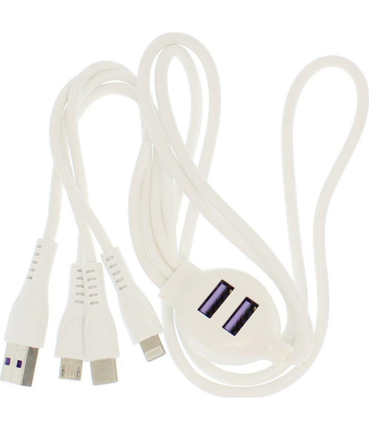 Cavo Usb 5 In 1 40 Cm Ricarica Rapida Trasferimento Dati 3.1a 2 Porte Usb Q-a35         