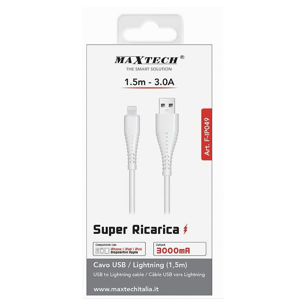 Cavo Usb A Lightning 3 A 1.5mt Ricarica Rapida Dati Per Iphone Ipad Ipod F-ip049         