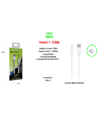 Cavo Usb Di Ricarica Sincronizzazione Simply 2,50mt Smartphone 5v-2100ma Maxtech F-tc006         