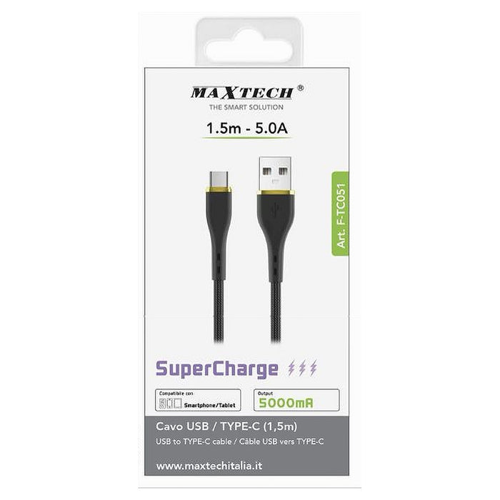 Cavo Usb Type-c 1.5mt Supercharge Ricarica Dati 5a Per Smartphone Tablet F-tc051         