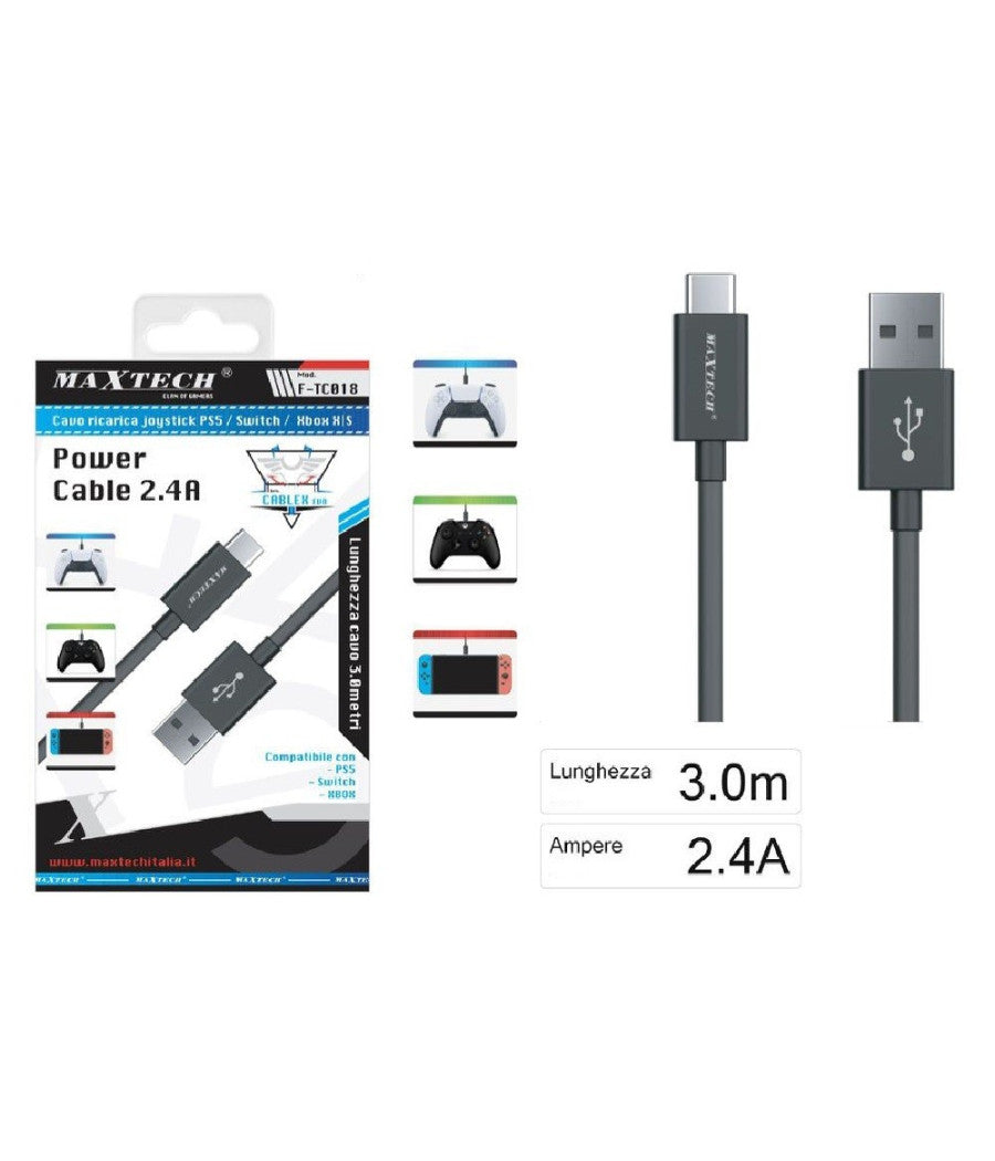 Cavo Usb Type C Ricarica Joystick Controller Ps5 Xbox Switch Usb-c 2.4a F-tc018         
