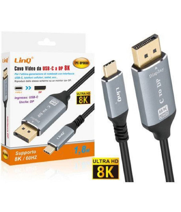 Cavo Video Adattatore Da Type-c A Dp Display Port Ultra Hd 8k 1,8 Mt Tpc-dp8k60         