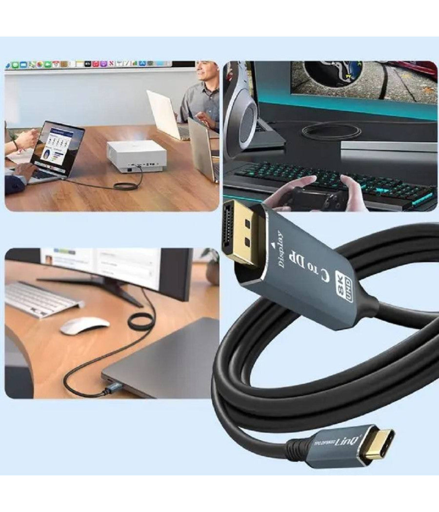 Cavo Video Adattatore Da Type-c A Dp Display Port Ultra Hd 8k 1,8 Mt Tpc-dp8k60         