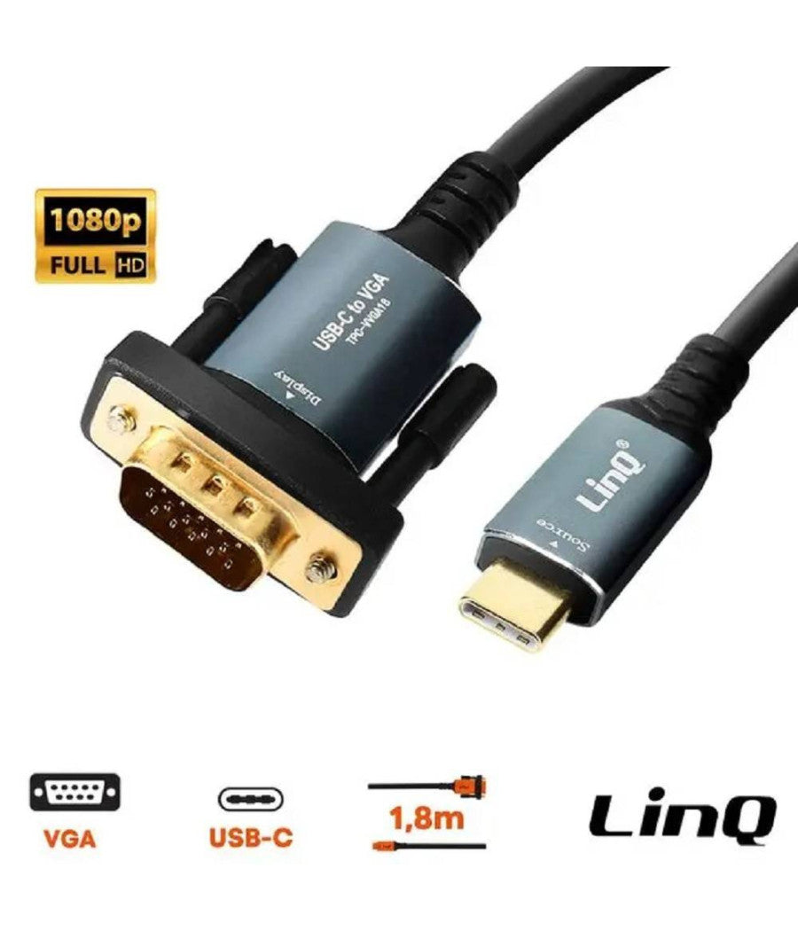 Cavo Video Adattatore Da Type-c A Vga Ad Alta Definizione 1080p 1,8mt Tpc-vvga18         