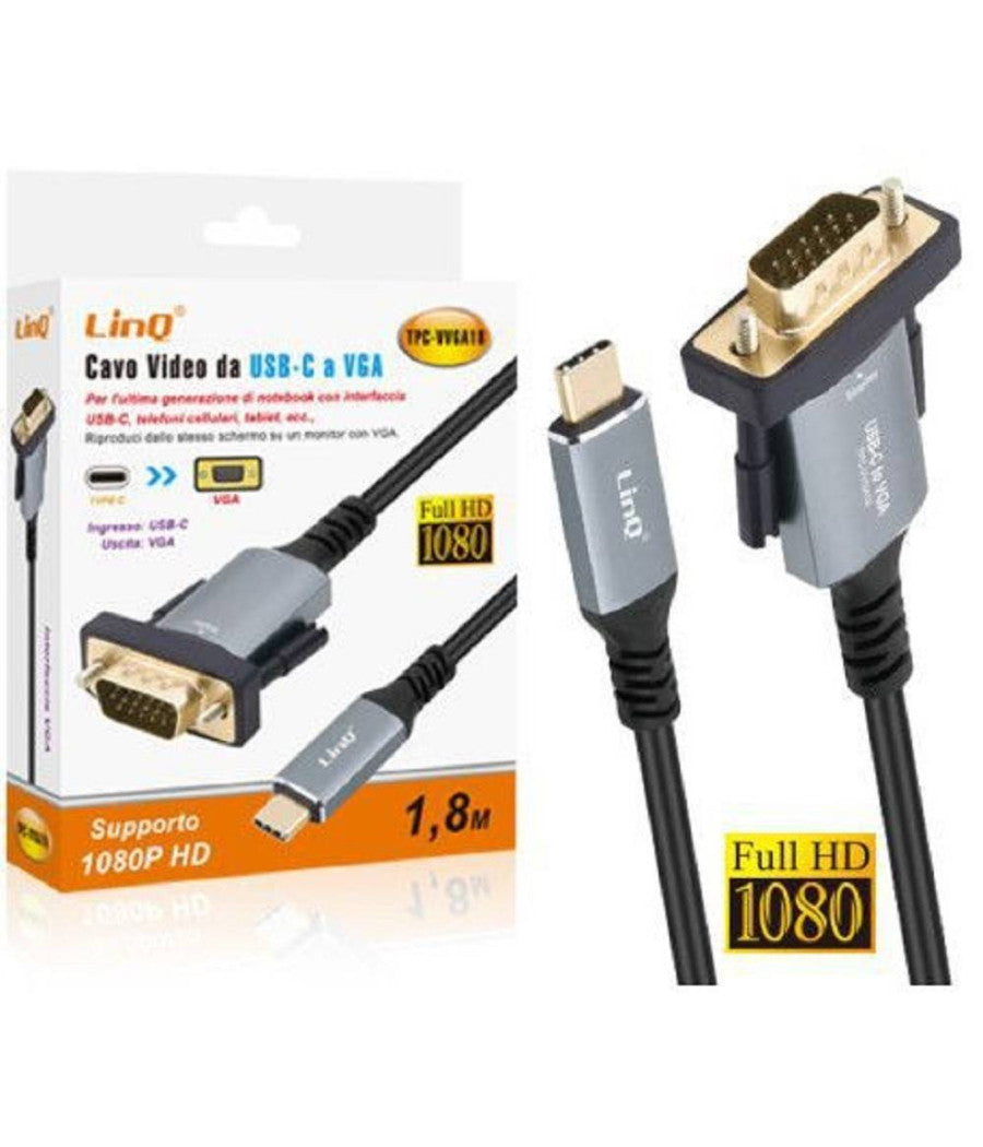 Cavo Video Adattatore Da Type-c A Vga Ad Alta Definizione 1080p 1,8mt Tpc-vvga18         