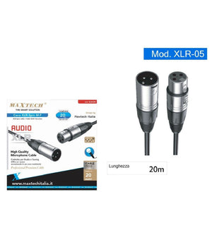 Cavo Xlr Maschio / Femmina 3 Pin Audio Prolunga Per Microfono Da 20 Metri Xlr-05         