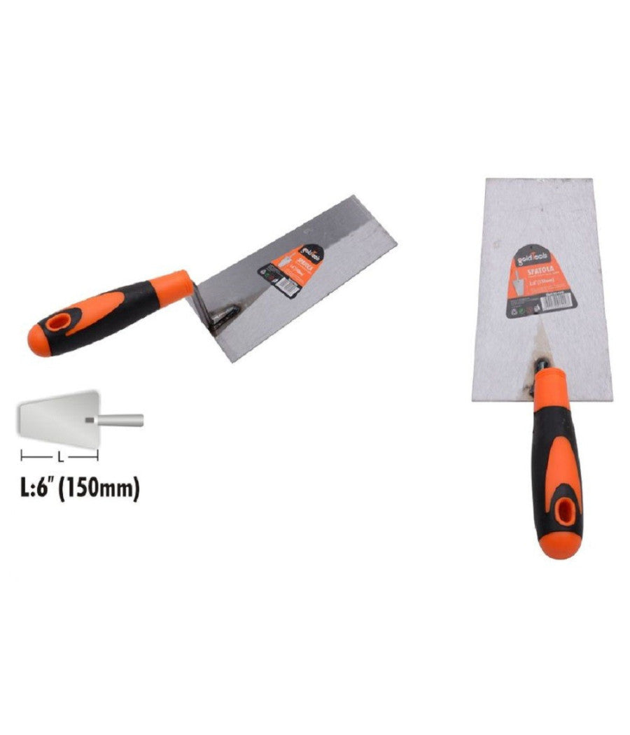 Cazzuola Acciaio 150mm 6" Manico Antiscivolo Spatola Trapezoidale Muratore 90499         