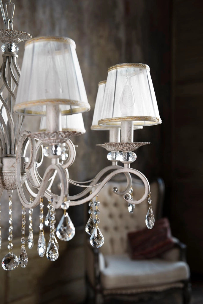 Lampadario Elegant in Metallo Grace Bianco con Oro