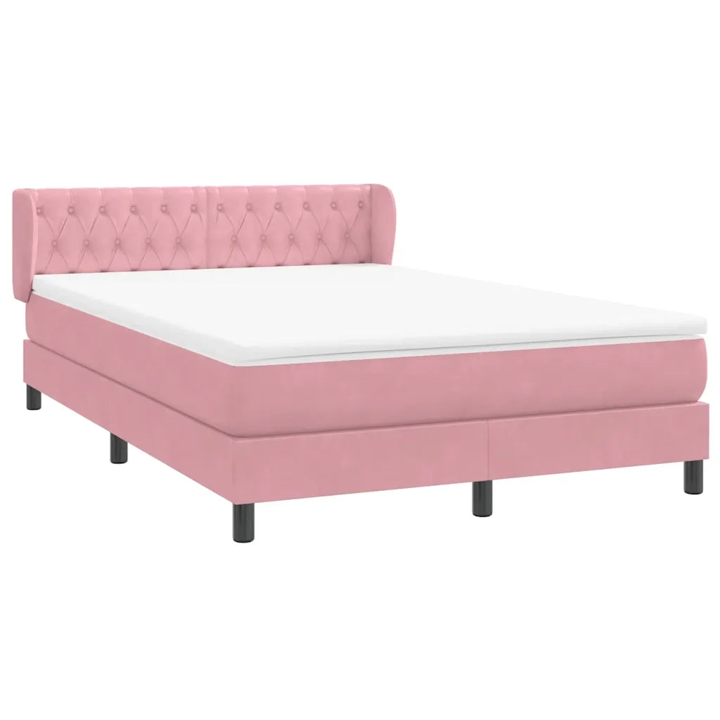 Giroletto a Molle con Materasso Rosa 160x210 cm in Velluto 3317786