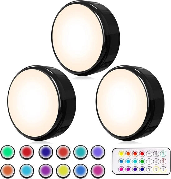 Illuminazione a LED per armadi, illuminazione a LED per cucina, illuminazione a LED regolabile per armadi sotto il mobile cucina, illuminazione a LED per cucina, batteria LED multicolore con telecomando e funzione oraria