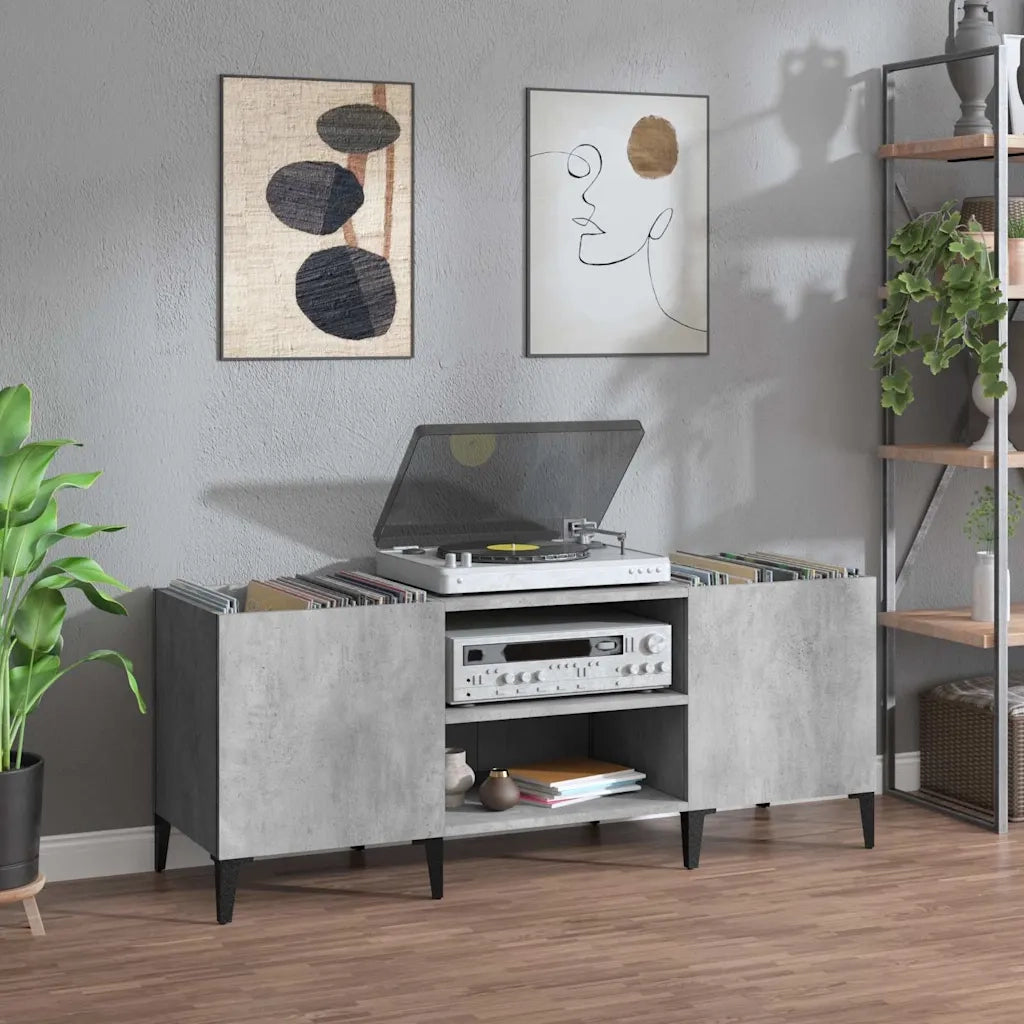 Mobile Porta Dischi Grigio Cemento 121x38x48 Legno Multistrato 831937