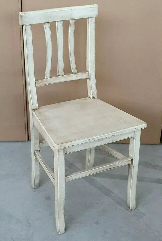 Set 2 sedie legno shabby bianco anticato seduta legno 43x45x91 - Mobili 2G