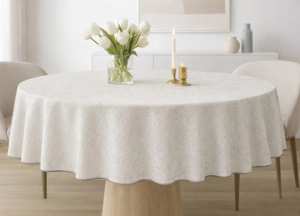 Tovaglia Salotto Cucina 100% Made In Italy Rotonda 180cm Diverse Fantasie - Rotonda 180 - Tinta Unita Grigio
