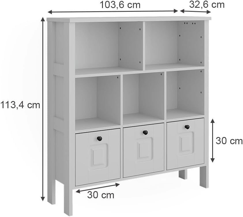 Libreria bambini Ajaton, Bianco, 103.6 x 113.4 cm, combinabile per riporre giocattoli e libri