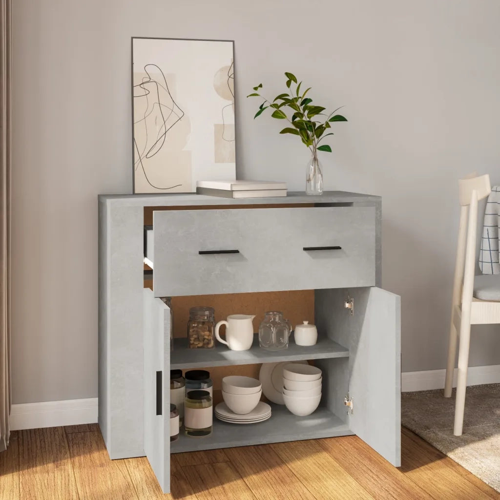 Credenza Grigio Cemento 80x33x70 cm in Legno Multistrato 816572