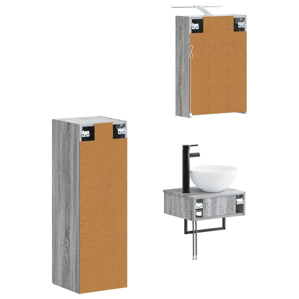 Set di Armadi da Bagno 4 pcs Sonoma grigio 43 x 16 x 62,5 cm 3407372
