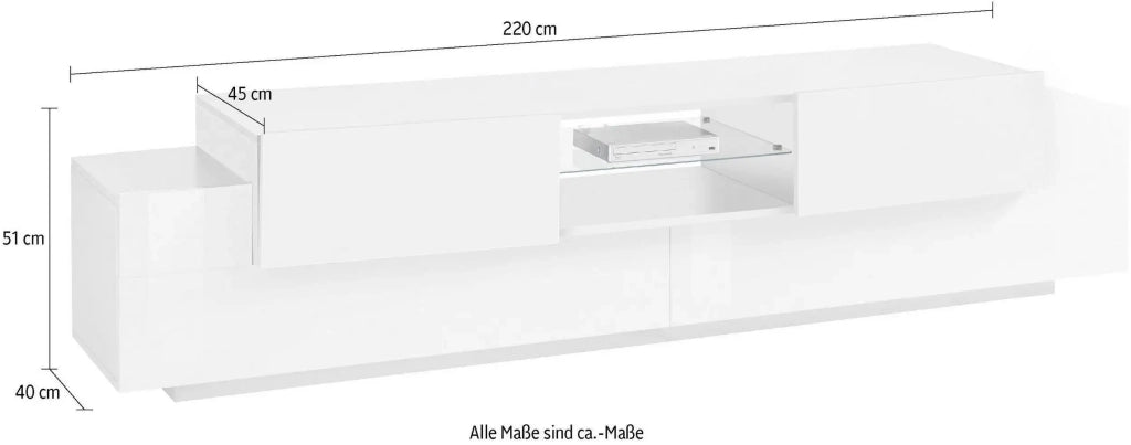 Mobile per TV New Coro L 220 x H 51 x P 45 cm bianco