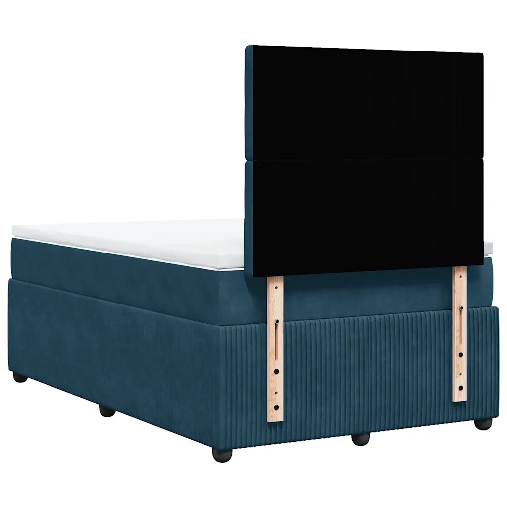 Giroletto a Molle con Materasso Blu Scuro 120x200 cm in Velluto