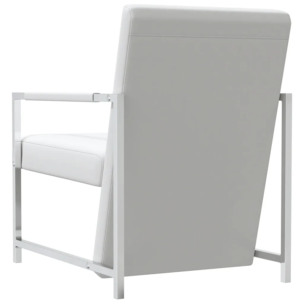 Poltrona con Gambe Cromate Bianca in Similpelle