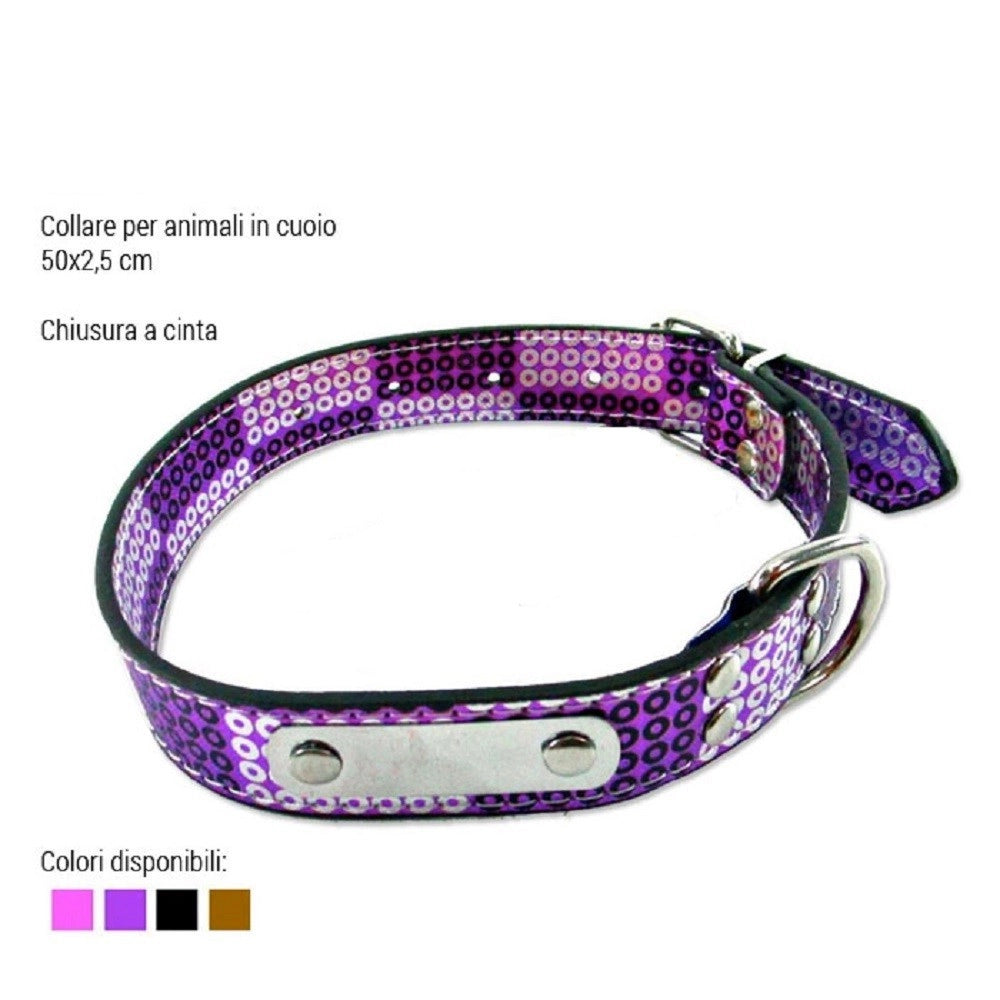 Trade Shop - Collare Per Cani Cuccioli Gatti Animali In Cuoio Con Targa 50 Cm In Vari Colori -