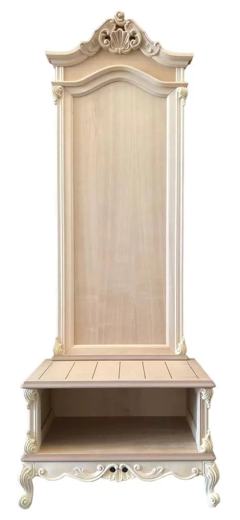 Porta valigie con pannello classico barocco legno grezzo 82x51x221 - Mobili 2G