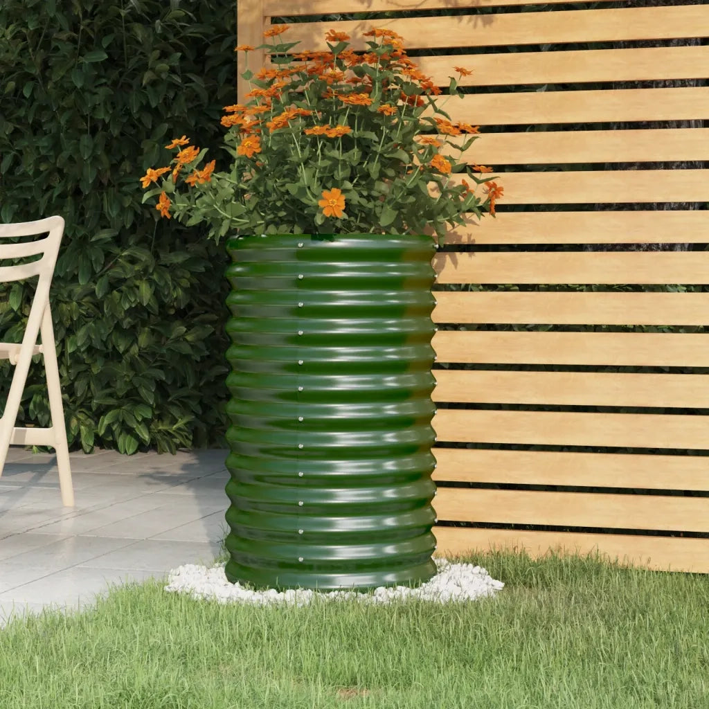 Fioriere | Cassetta per fiori | Vaso da Giardino Acciaio Zincato 40x40x68 cm Verde