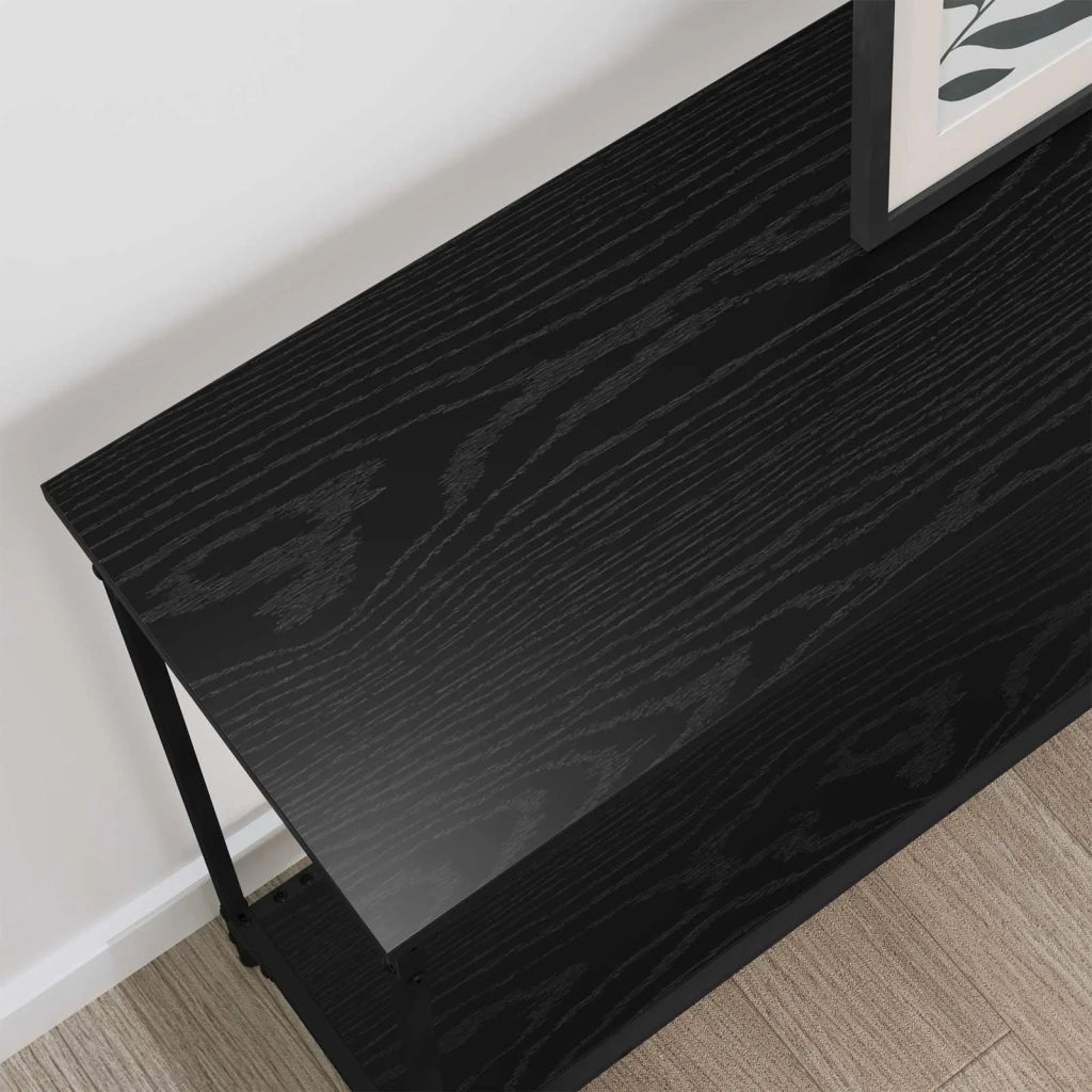 Tavolo Consolle | Tavolo d'Ingresso con lo scaffale Rovere nero 101 x 30.5 x 75 cm