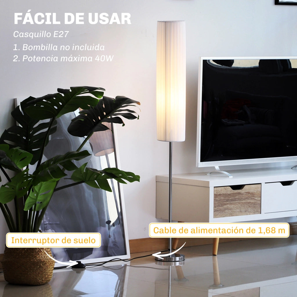 Lampada da Terra Moderna per Soggiorno Camera da Letto ¨C zephmum ¨C Bianco Acciaio Inox 120 cm