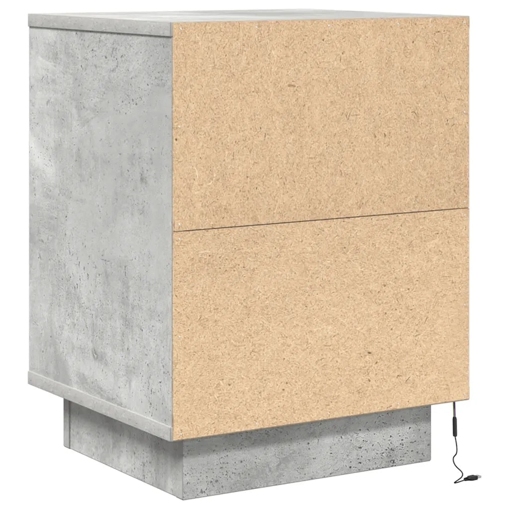 vidaXL Comodini con Luci a LED 2 pz Grigio Cemento 38x34x50 cm