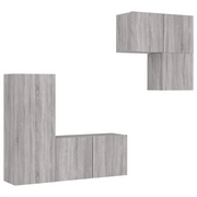 Mobili TV a Muro 4pz | Armadietto TV | Mobile Porta TV Grigio Sonoma in Legno Multistrato