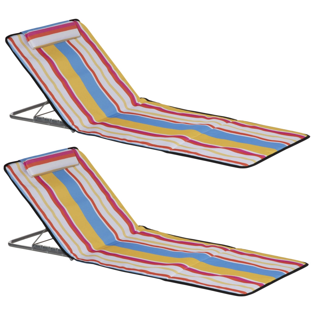 Set 2 Esterillas Plegables con Respaldo Ajustable ¨C zephmum ¨C Multicolor 124x53x45 cm