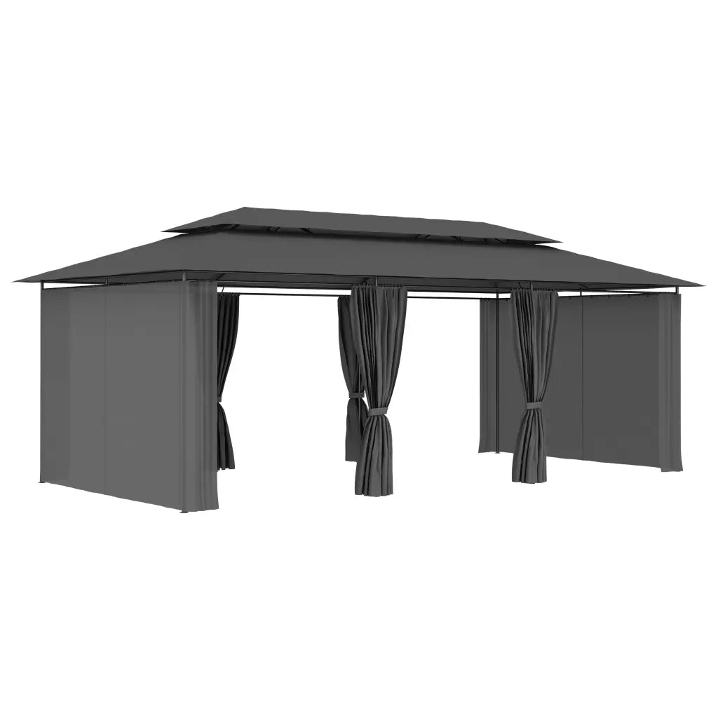 Gazebo con Tende 600x298x270 cm Antracite 47966