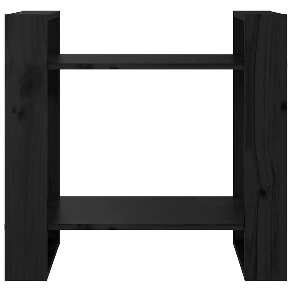 Libreria Divisorio-Scaffale per Libri-Mobile di Stoccaggio Nero 60x35x57 cm in Legno Massello di Pino