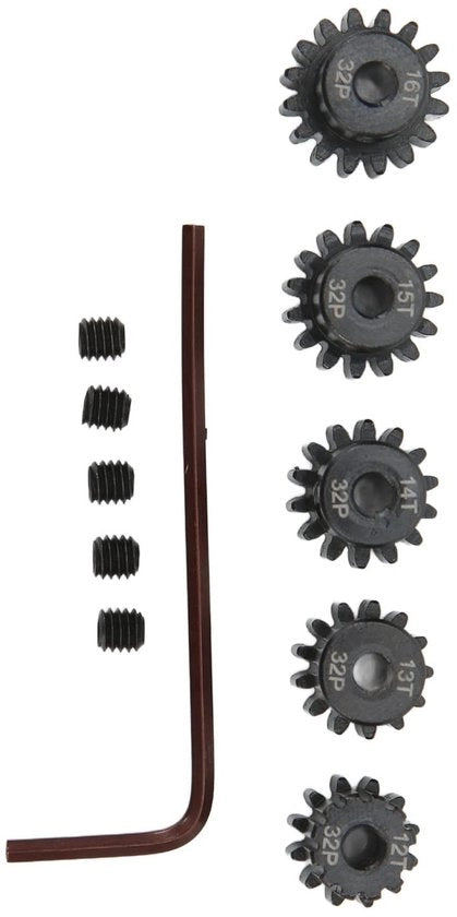 Set di Rondelle 12T/13T/14T/15T/16T - Acciaio a Molibdeno - 32DP/0,8M - Adatto per 1/10 Auto RC - Apertura Centrale 3,175 mm - Peso Netto 38 g - Cassa Veloce
