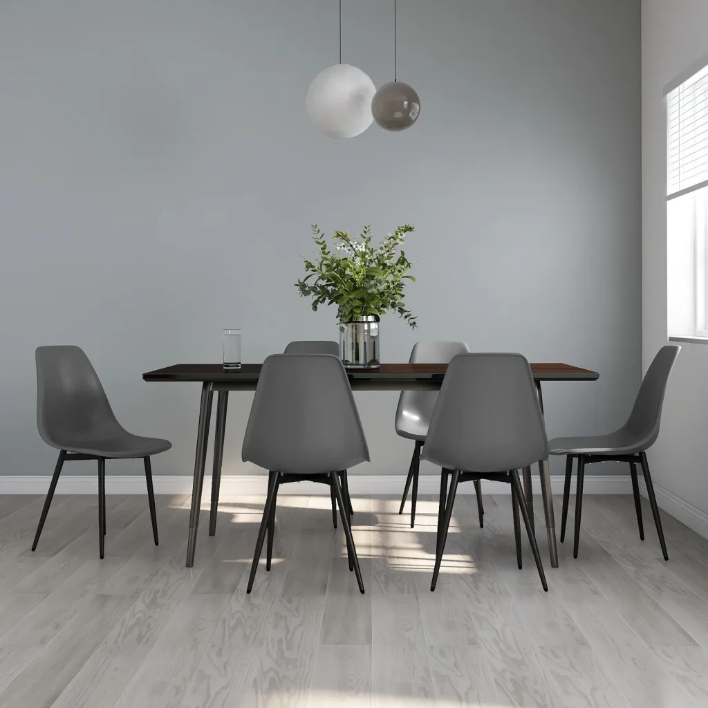 Sedie da Pranzo 6 pz | Sedie da cucina Grigie in PP