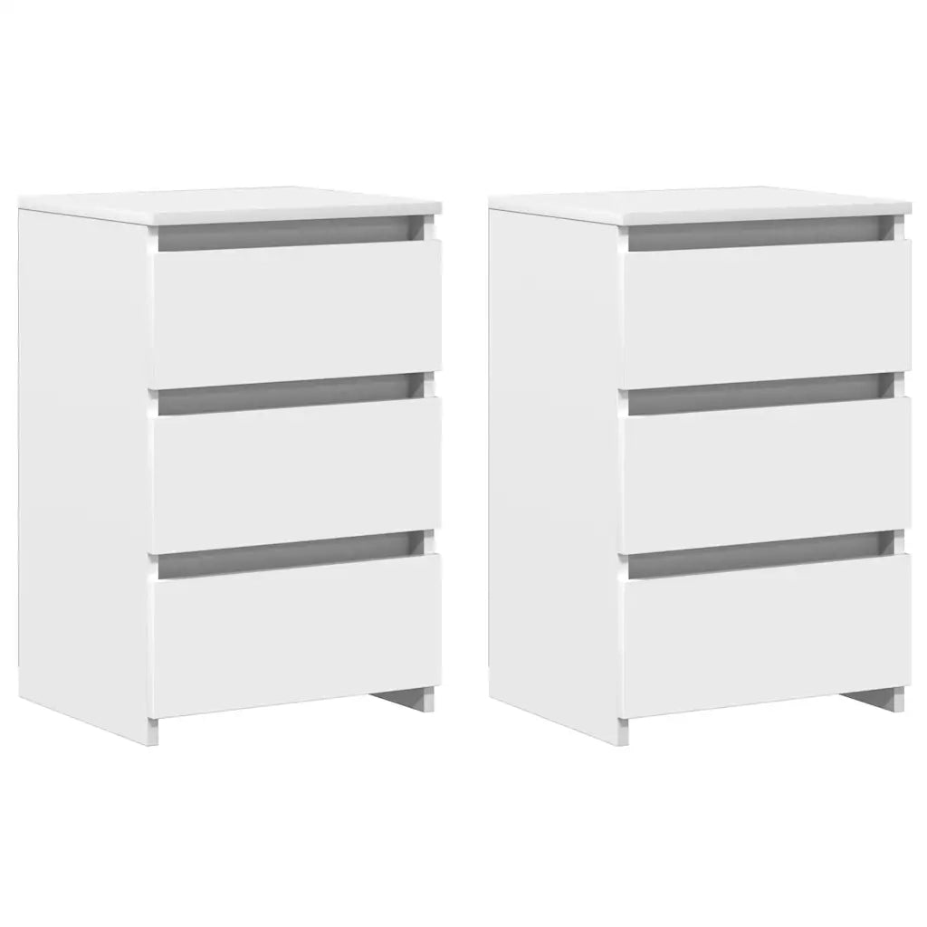 Comodini 2 pz Bianchi 40x35x62,5 cm in Legno Multistrato 806212