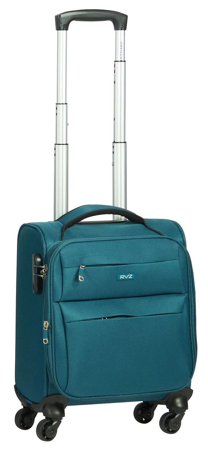 Trolley Valigia Bagaglio a Mano Morbida in Poliestere 4 Ruote  Ravizzoni Singapore Blu Petrolio