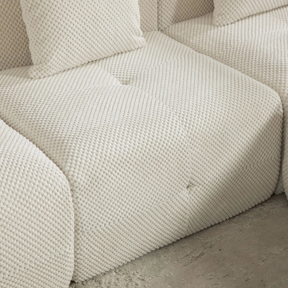 Divano Modulare in Tessuto Chenille ¨C MINIMAL ¨C Beige, Morbido, Antiscivolo