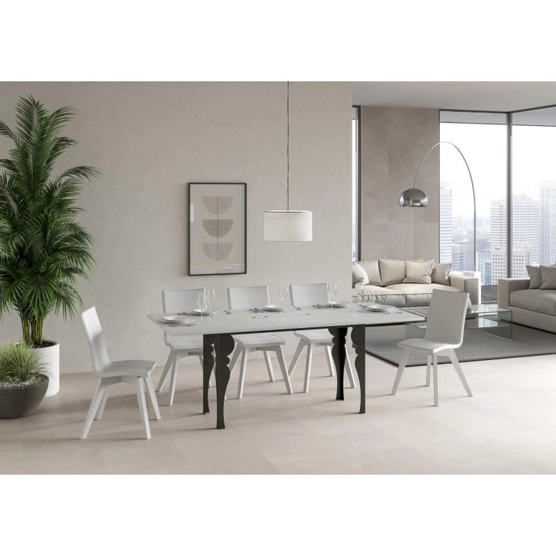 Tavolo apribile 120/200x45/90 cm Paxon Double telaio Antracite - Bianco Frassino