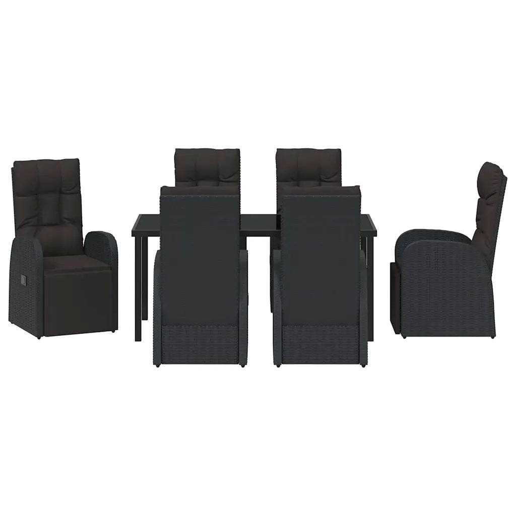 Set da Pranzo per Giardino con cuscino 7 pcs Nero polyrattan 3379517