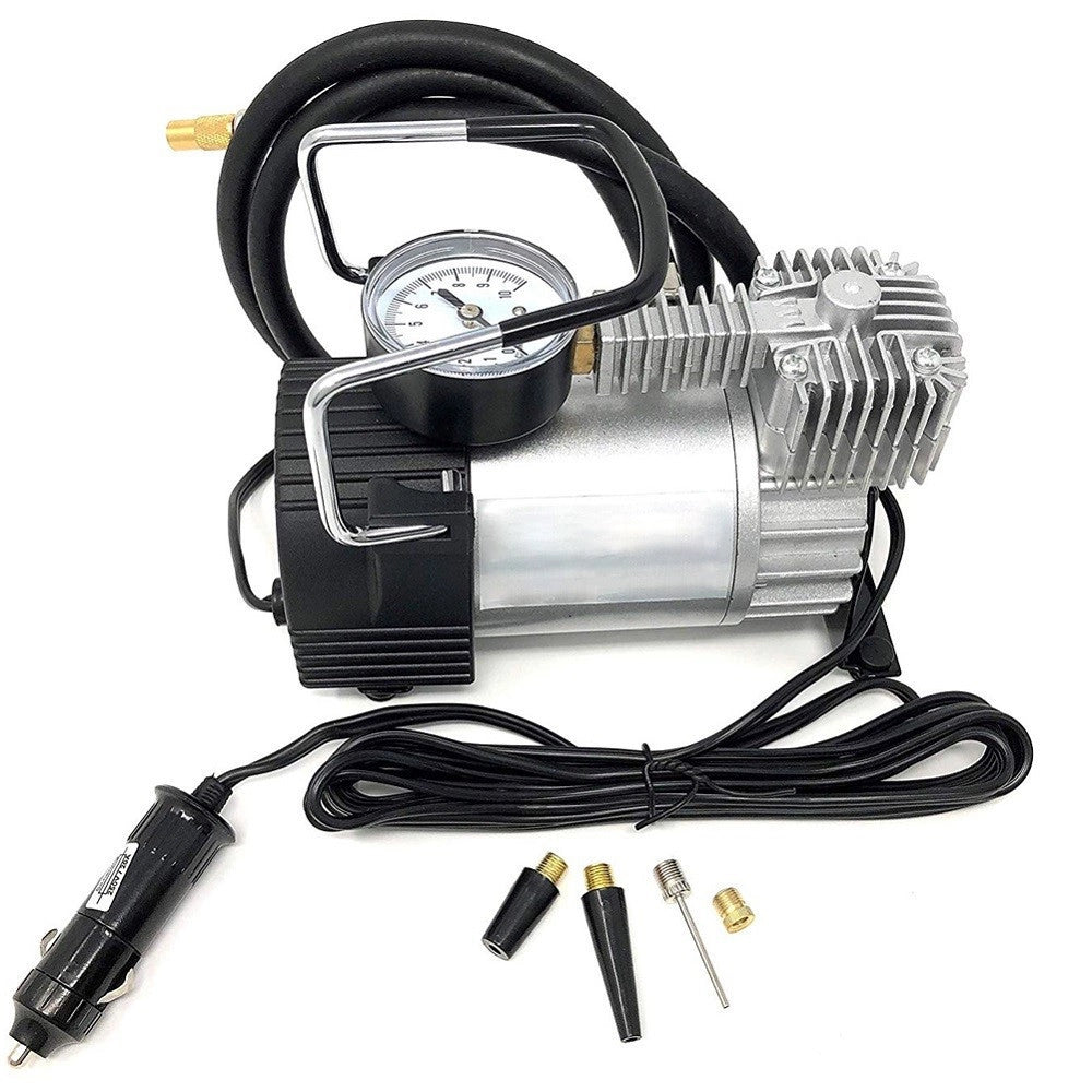 Trade Shop - Mini Compressore Aria Portatile Auto 12v 140psi 3 Connettori Bici Gonfiabili -