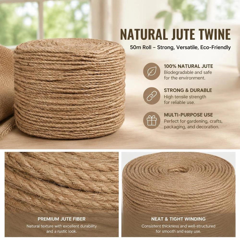 Jute Rope, 50 M Length, 8 Mm Thickness