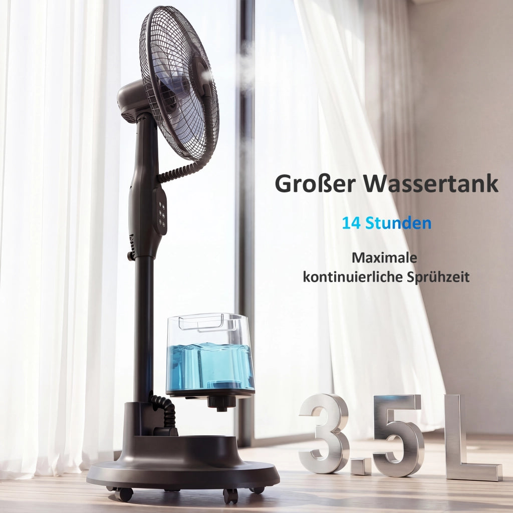 Ventilatore a colonna con nebulizzatore ¨C zephmum ¨C Nero, 70¡ã oscillazione, 3 velocit¨¤, 3,5L