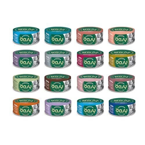 Oasy More Love cibo umido naturale per Gatti adulti. Confezione risparmio da ... size: 70grx24, flavor: POLLO AGNELLO BROCCOLI