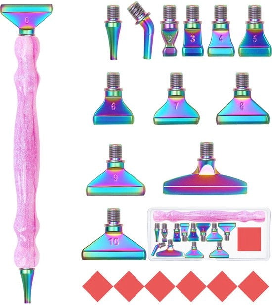 Penna per Diamond Painting – Ergonomica – Punte Metalliche a Vite – 6 Colore – Lavorazione Velocizzata