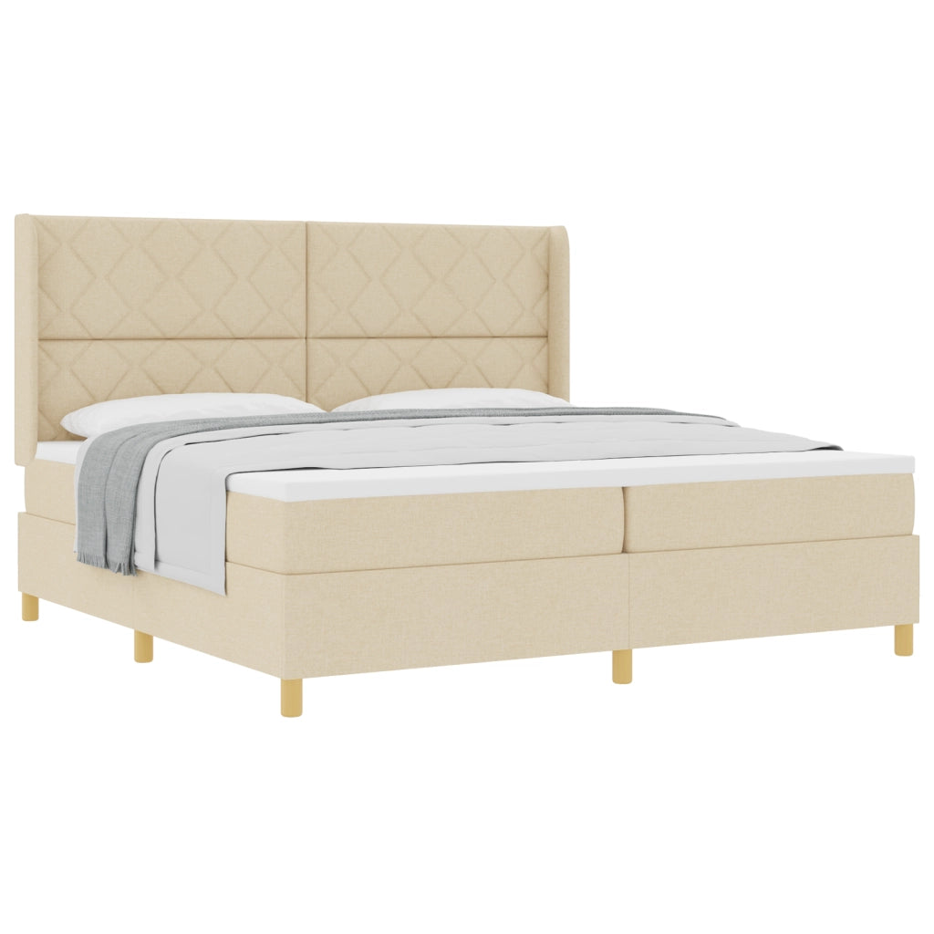 Letto con rete a doghe e materasso Crema 200x200 cm Tessuto