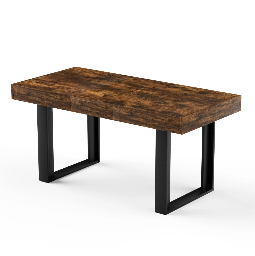 Tavolo da pranzo allungabile 120-160 cm in legno truciolare nero e marrone rustico